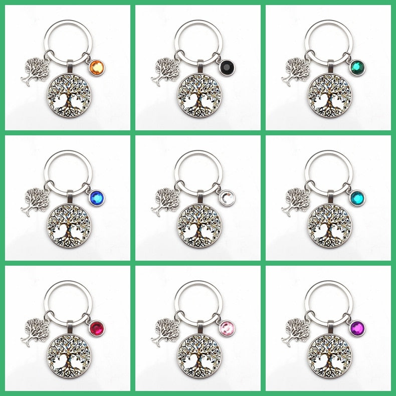 Crystal Stone Tree of Life Statement Keychain