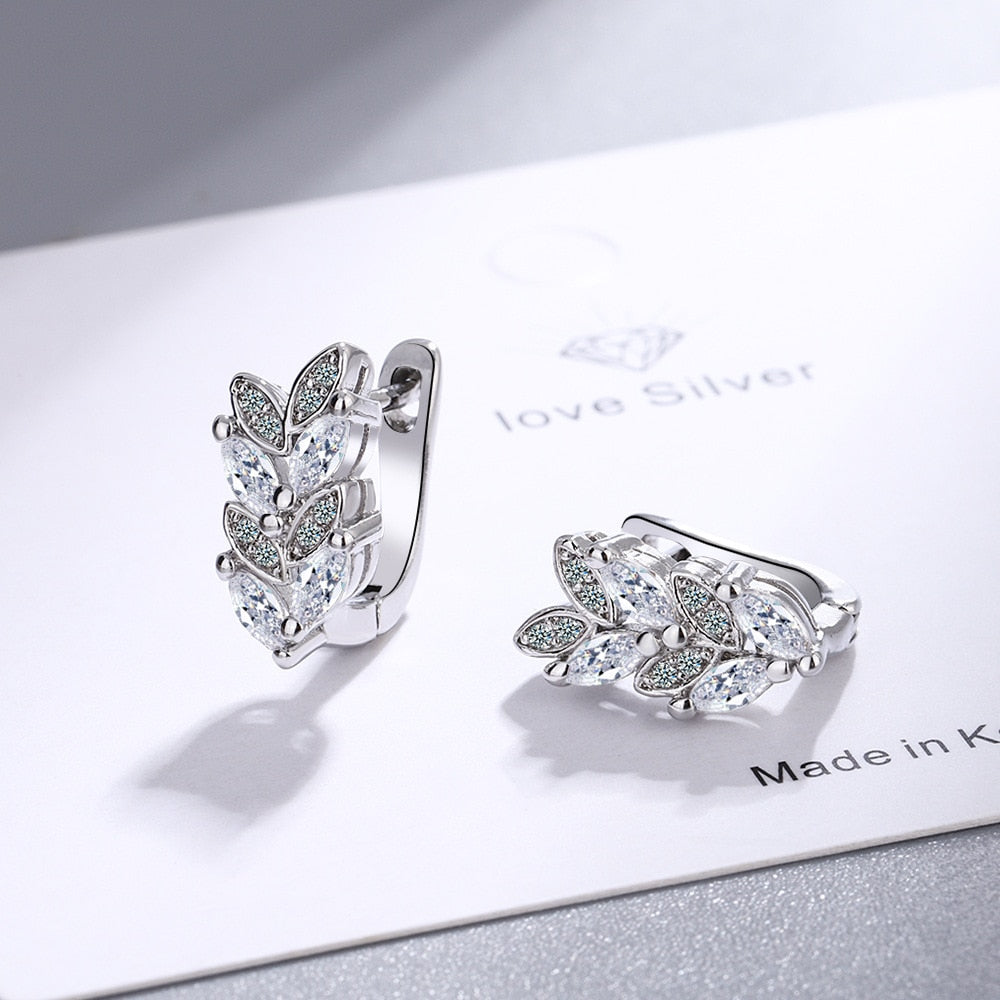 925 Sterling Silver Hoop Crystal Earrings