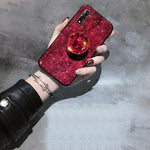 Crystal holder Stand+Fur Ball+Strap Phone case For iPhone