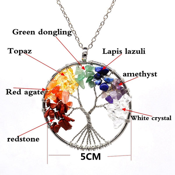 Natural Stone Tree of Life pendulum Pendant Necklace