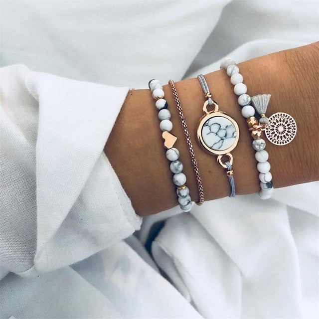 Bohemian Bracelets & Bangles Set Vintage Bead Boho Charm Bracelet
