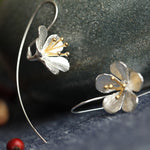 925 sterling silver Long Flower Earrings