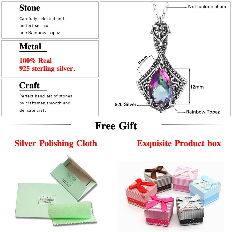 925 Silver Pendant Vintage Gemstone Pendant Necklace