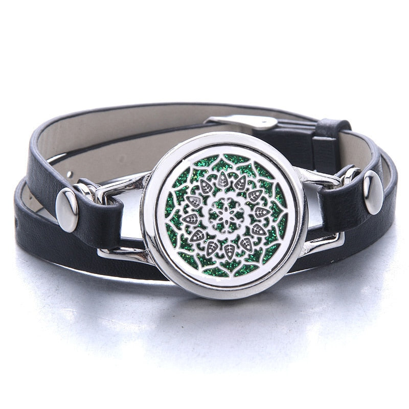 Oil Diffuser Locket Leather Bracelet