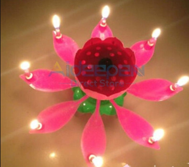 Cake Candle Lotus Flower Musical Candle