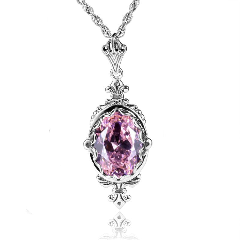 Carved Purple Gems Pendants Necklace