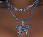 Statement Butterfly Tennis Chain Necklace