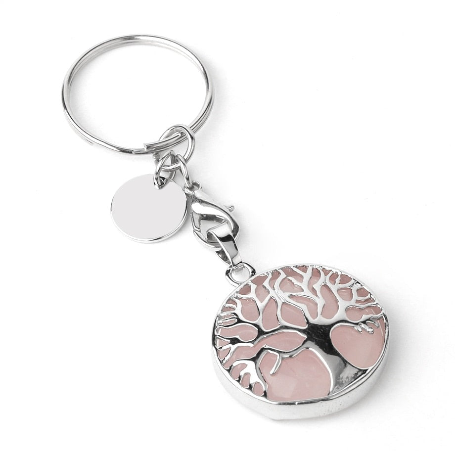 Luxury Crystal Stone Tree of Life Keychain