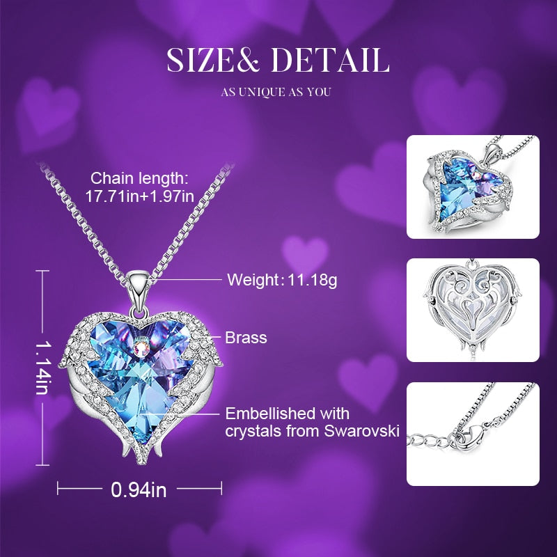 Heart Pendant Women Silver Color Necklace
