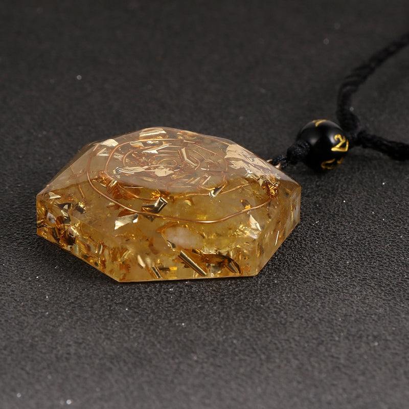 Chip Stone Amethysts Garnet Amazonite Resin Pendant Orange Necklace