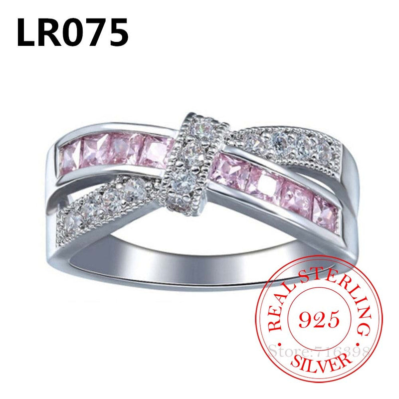 925 Silver Vintage Crystal Couple's Wedding Rings