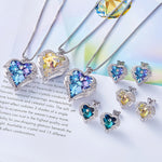 Women Necklace Earrings Jewelry Set With Crystals Women Heart Pendant Stud Fashion