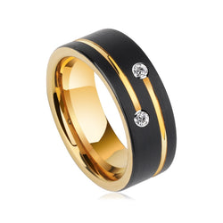 Luxury Mens 8mm Black Stainless Steel Ring