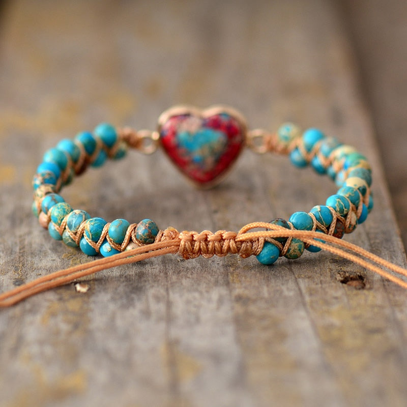 Heart Charm String Braided Macrame Bracelets