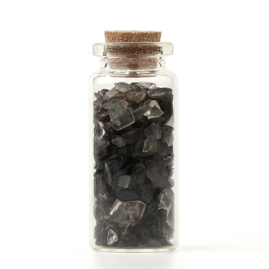 Mini Glass Wishing Bottles Natural Chip Stones Healing Crystal Decoration Lucky Drifting Bottle