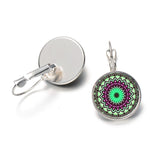 Blue Mandala Print Art Earring
