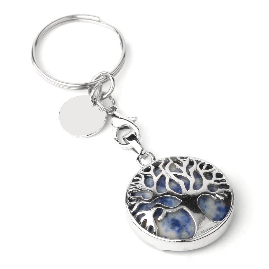 Luxury Crystal Stone Tree of Life Keychain