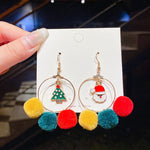 Circle Round Heart Deer Elk Pendant Earrings