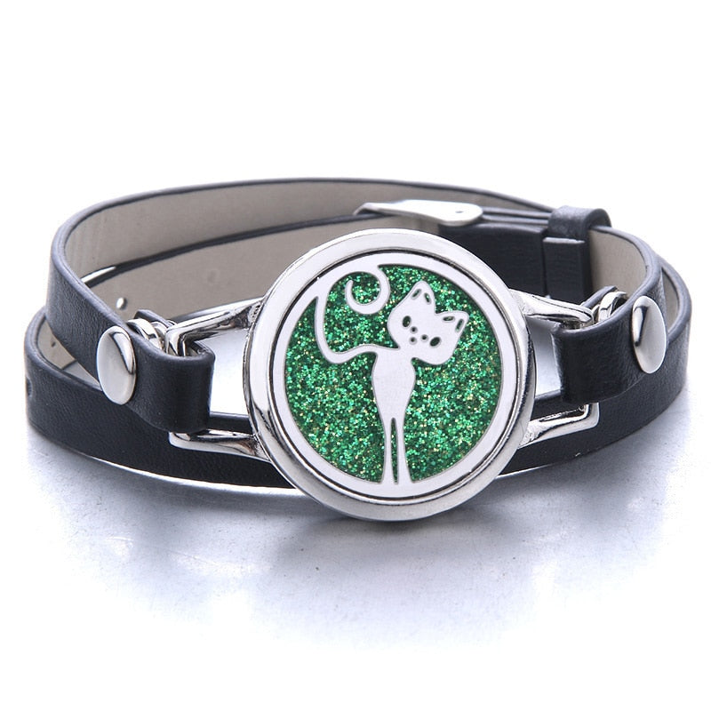 Oil Diffuser Locket Leather Bracelet