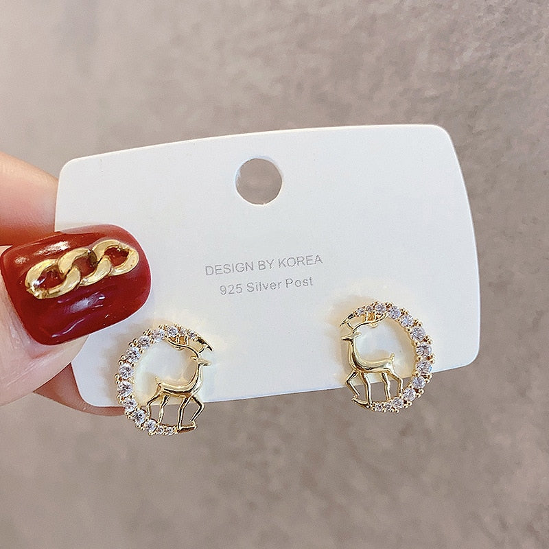 Crystal Deer Stud Earrings
