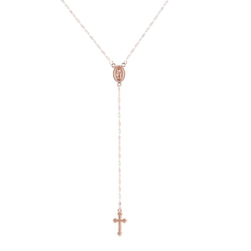 Christian Cross Bohemia Religious Rosary Pendant Women  Necklace