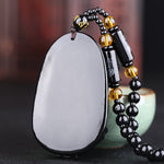 Amitabha Black Obsidian Carved Buddha Lucky Amulet Pendant
