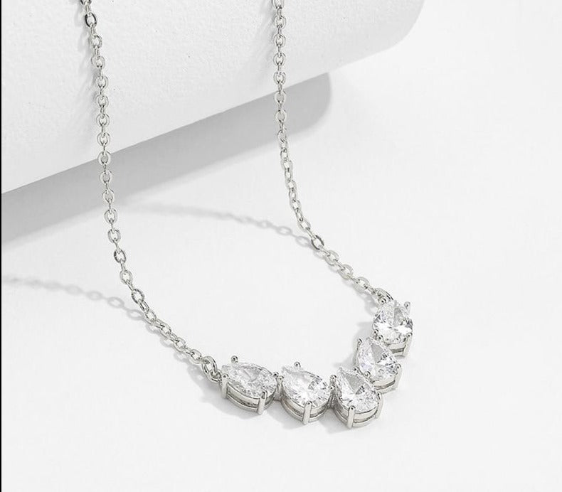Water Drop Zirconia Crystal Pendant Necklaces