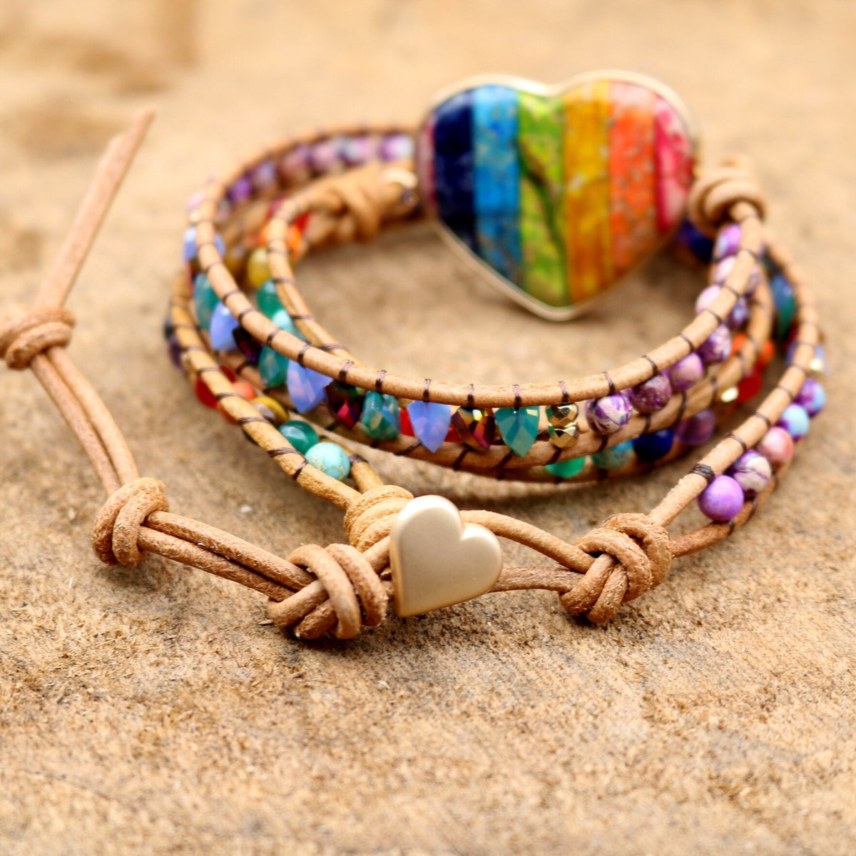 Seven Chakra Heart Stones Women Yoga Bracelets