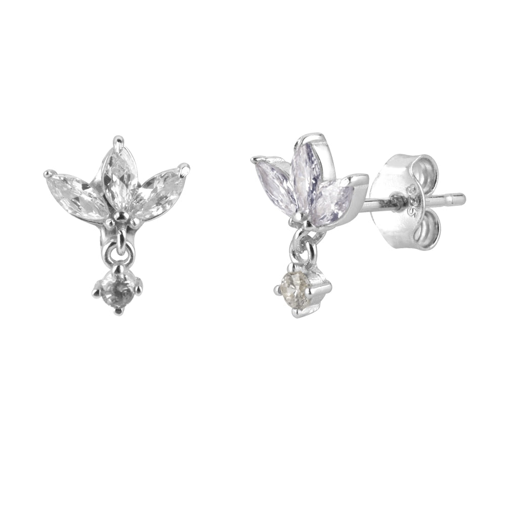 Three Zircon Purple Stud Earring