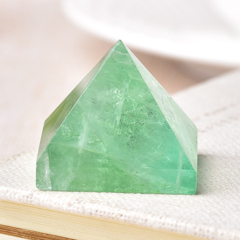 Natural Fluorite Crystal Pyramid Quartz Healing Stone