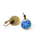 Blue Mandala Print Art Earring