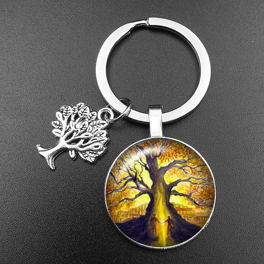 Crystal Glass Tree of Life Keychain