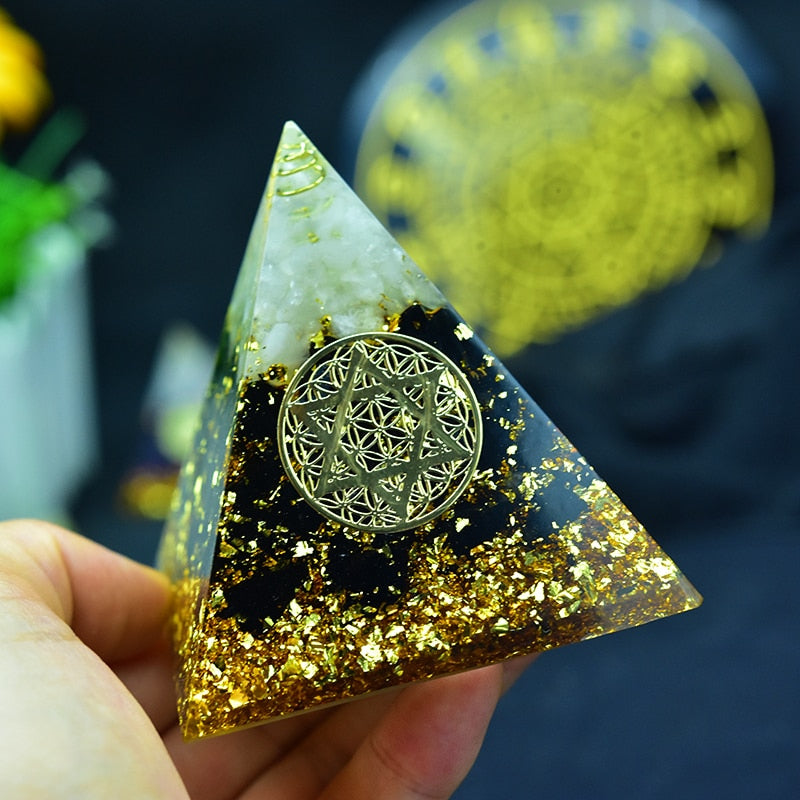 Ajna Chakra Raziel Natural White Crystal Resin Pyramid