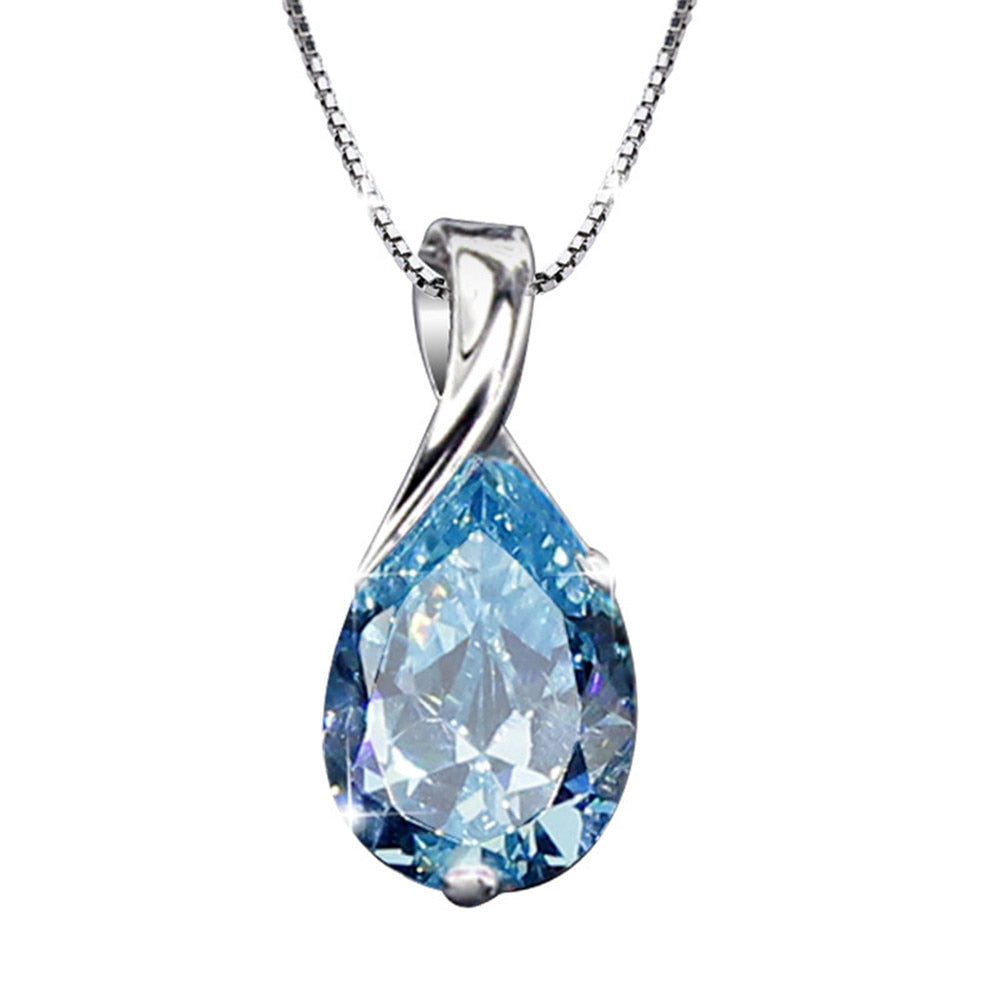 Aquamarine gemstones diamond pendant necklace