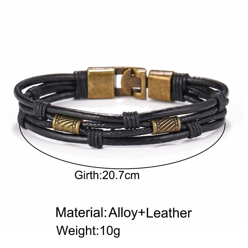 Leaf Feather Multilayer Leather Bracelet
