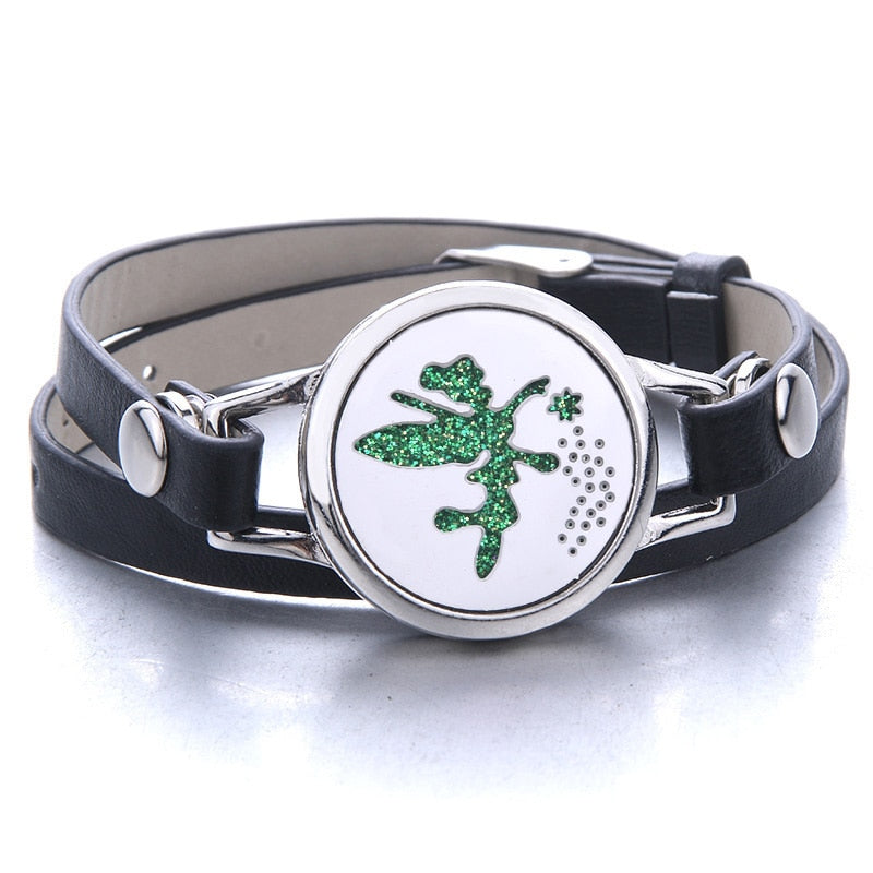 Oil Diffuser Locket Leather Bracelet