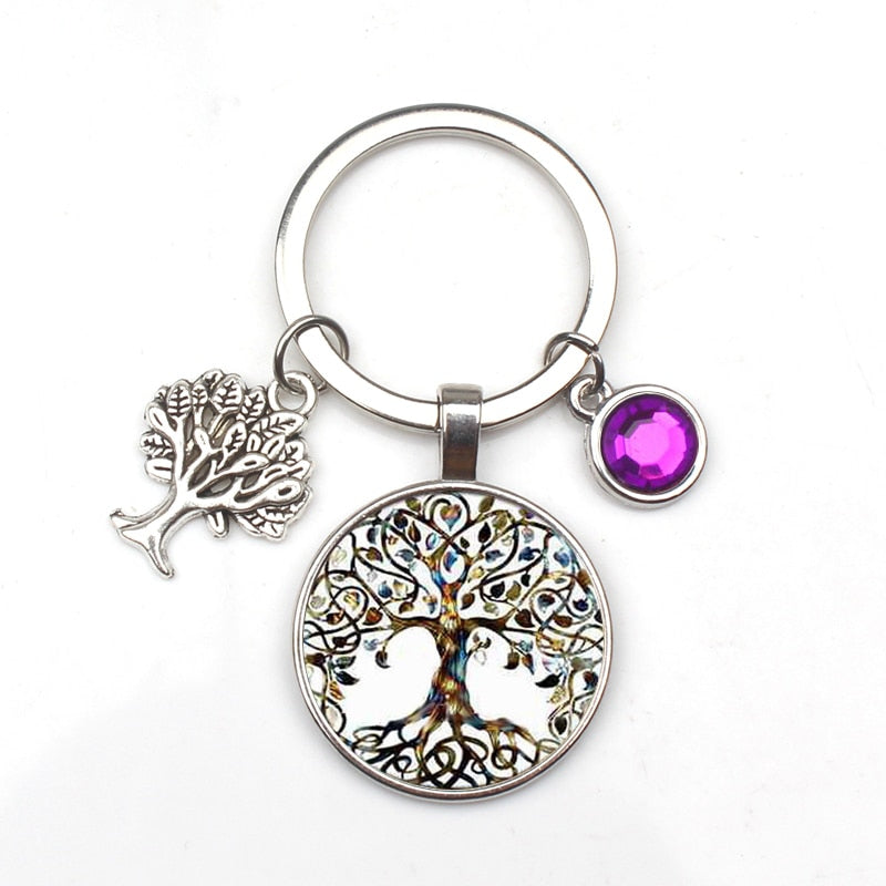 Crystal Stone Tree of Life Statement Keychain