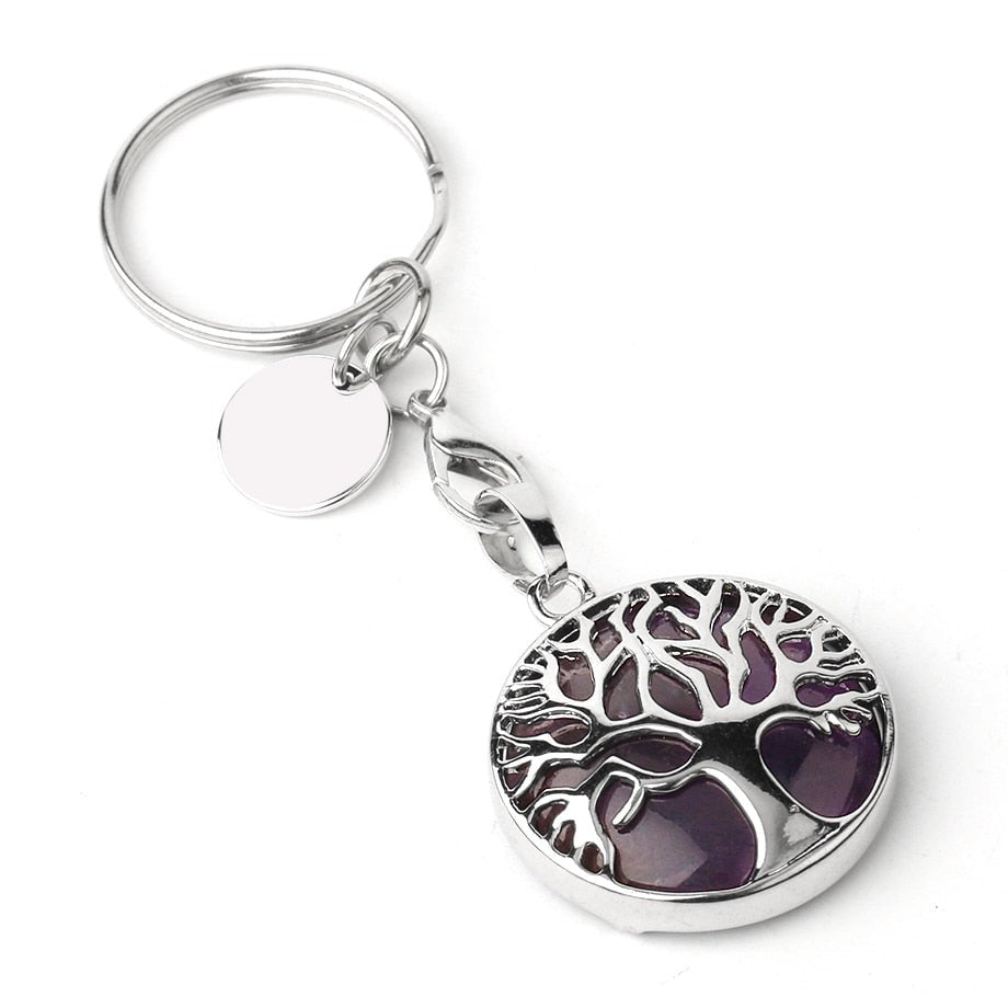Luxury Crystal Stone Tree of Life Keychain
