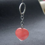 Natural Heart Stone Rose Quartz Keychain