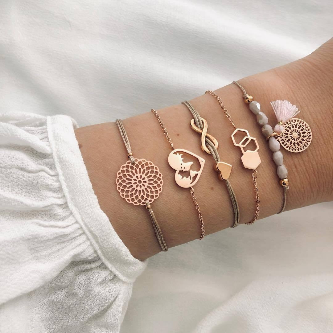 Bohemian Bracelets & Bangles Set Vintage Bead Boho Charm Bracelet