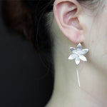 925 sterling silver Long Flower Earrings