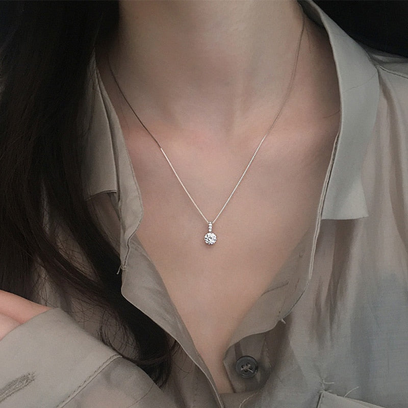 925 Sterling Silver Geometric Drop Necklace Clavicle Chain