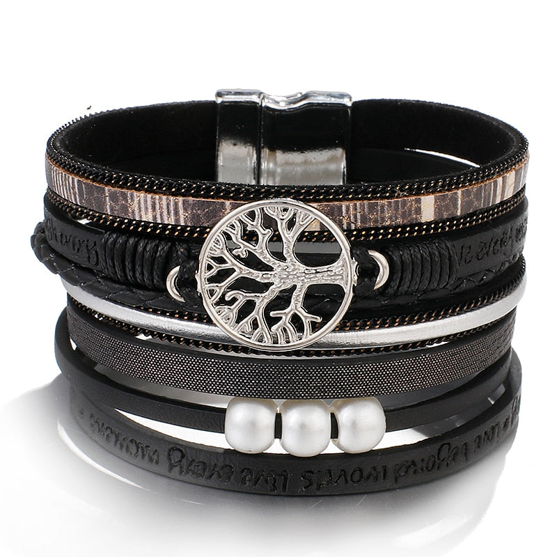 Tree Of Life Women Leather Bracelet