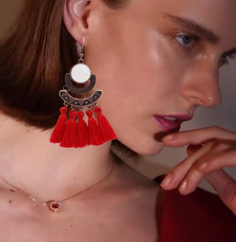 Tassel Earrings  Women Long Fringe Drop Earrings