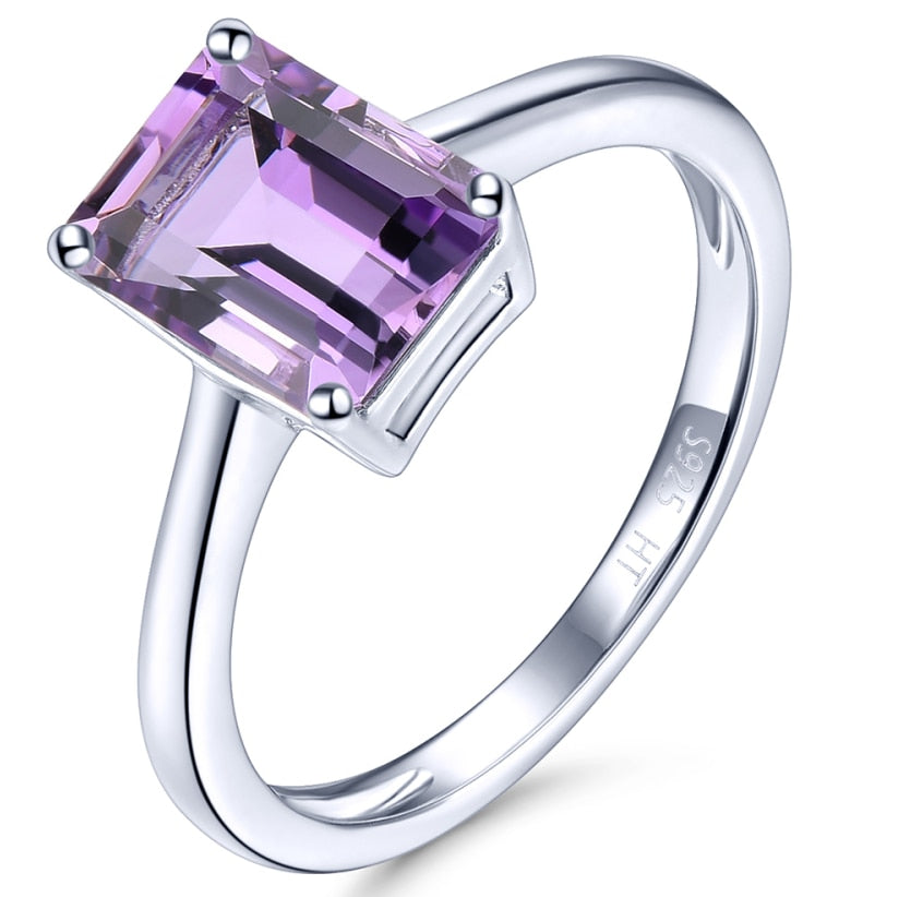 Natural African Amethyst Silver Women's Ring