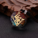 Geometric Pattern Chakras Orgonite Natural Stone Pendant
