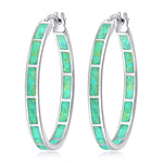 Fire Opal Stone Hoop Woman Earrings