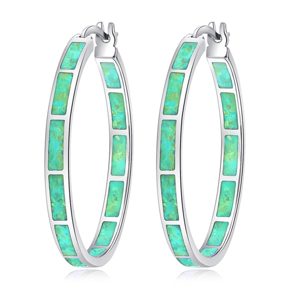 Fire Opal Stone Hoop Woman Earrings