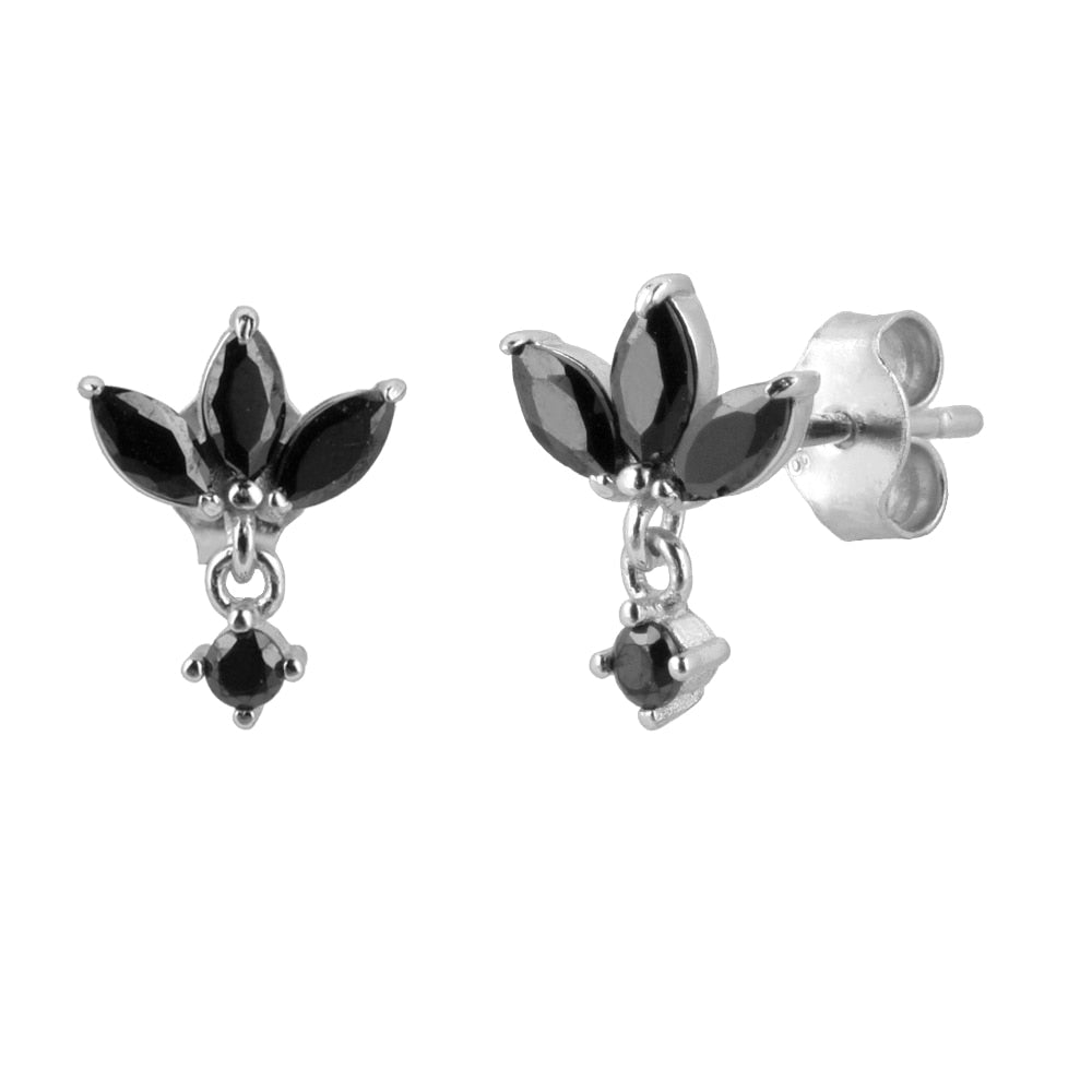 Three Zircon Purple Stud Earring