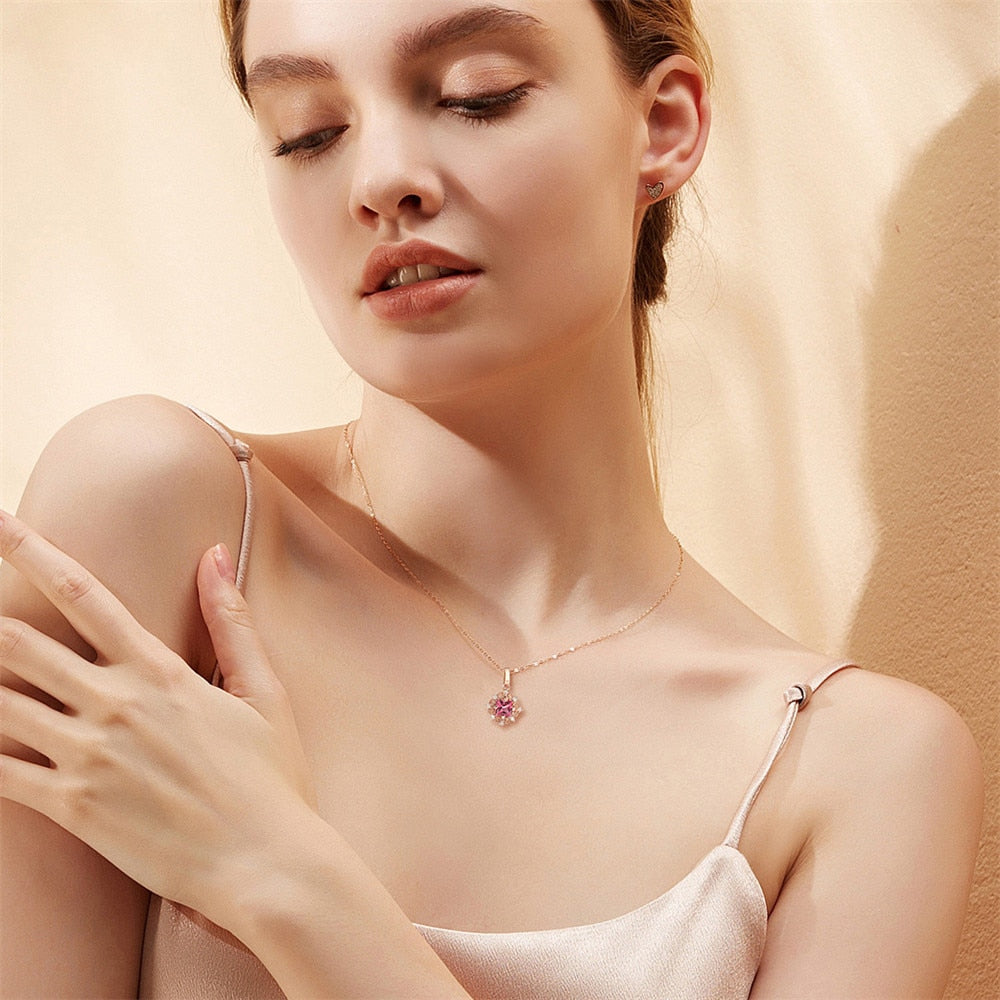 Ruby gemstones red crystal pendant necklaces